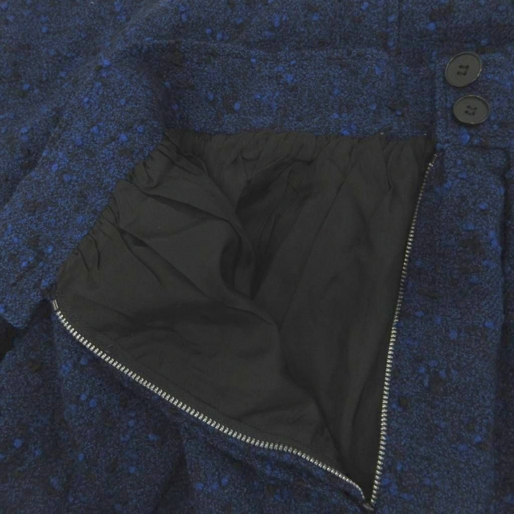 Saint Laurent Paris Era Tight Skirt Knee Length Wool 34 Blue Black — view 4