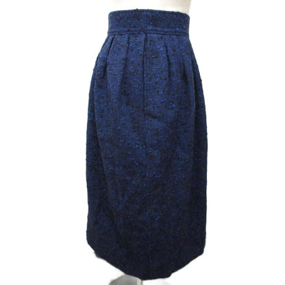Saint Laurent Paris Era Tight Skirt Knee Length Wool 34 Blue Black