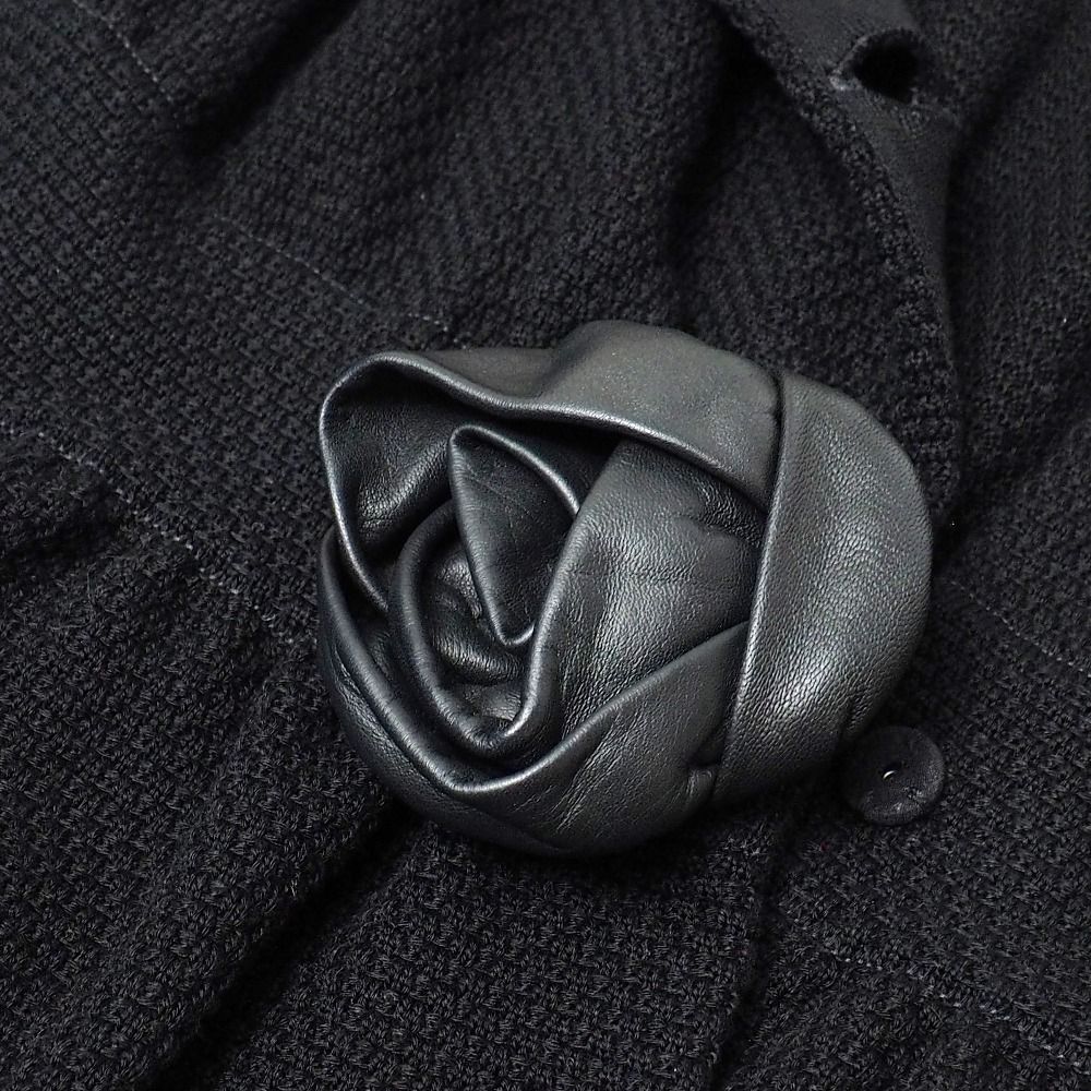 Dior Dress 42 Round Collar Cotton Knit Flower Corsage — view 4