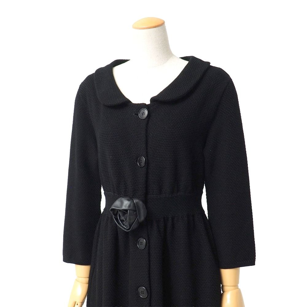 Dior Dress 42 Round Collar Cotton Knit Flower Corsage — view 3