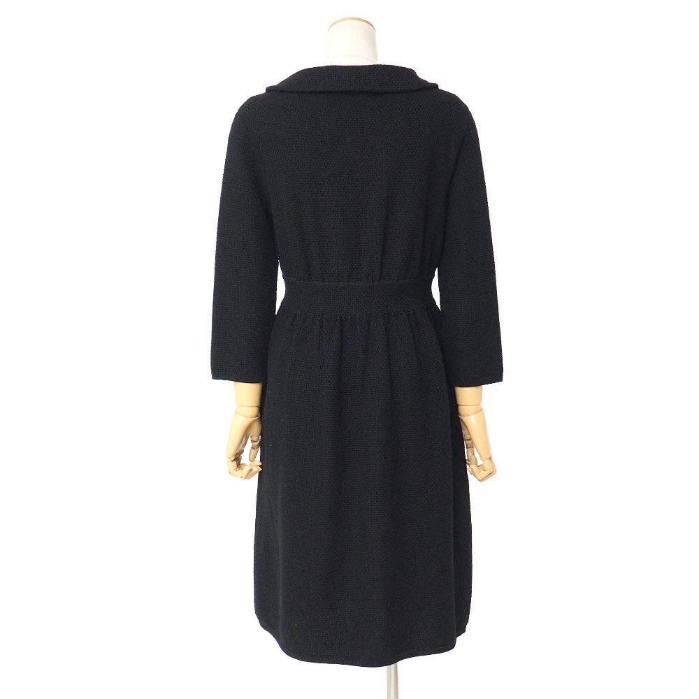 Dior Dress 42 Round Collar Cotton Knit Flower Corsage — view 2