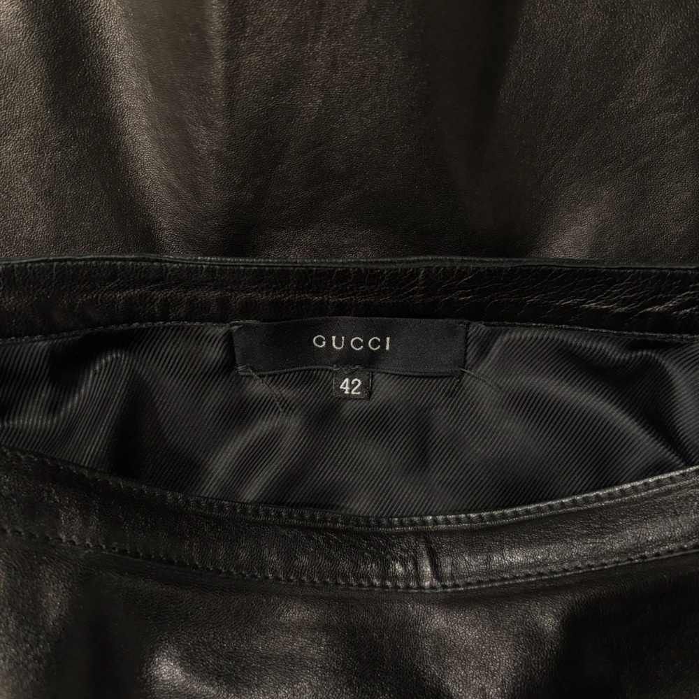 Gucci Era Leather Skirt Lambskin Knee Length Black 42 — view 3