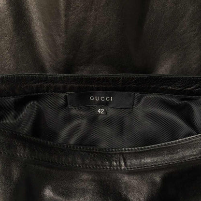 Gucci Era Leather Skirt Lambskin Knee Length Black 42 — view 3