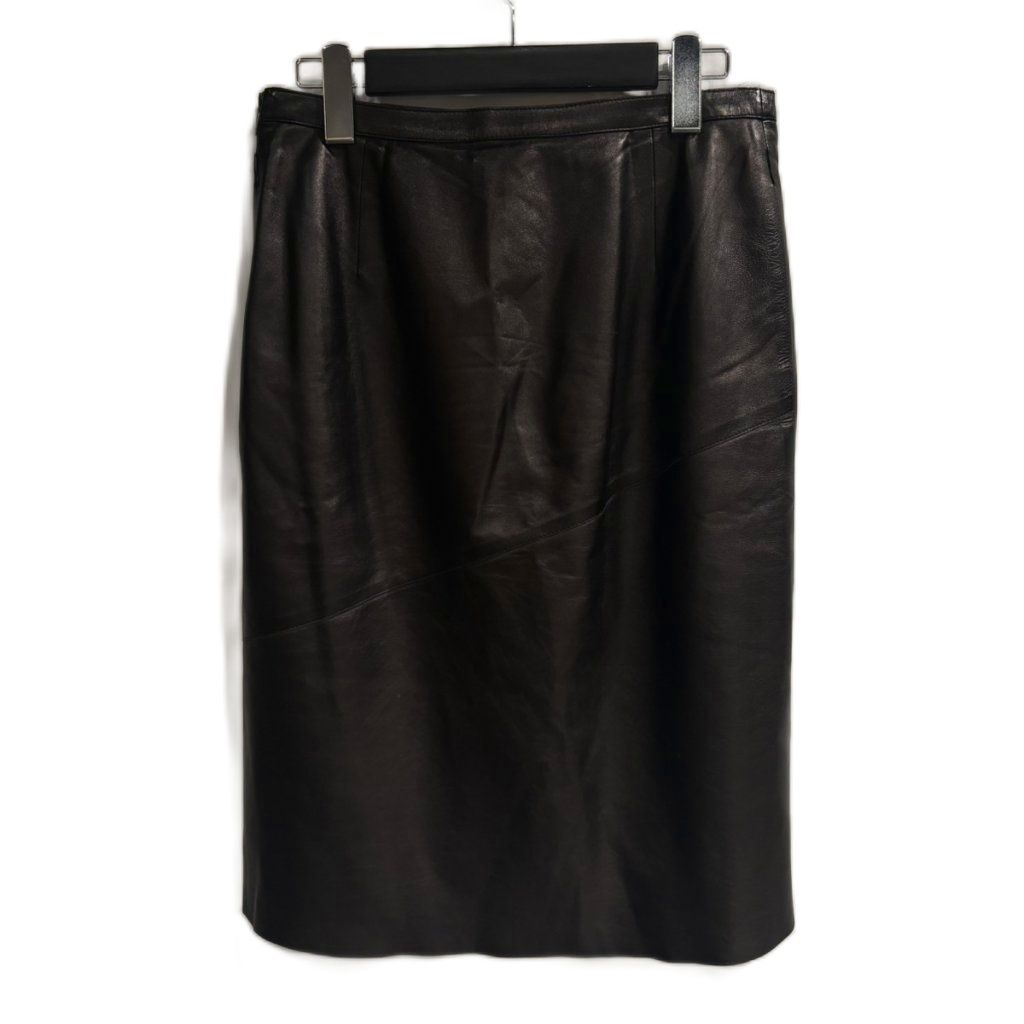 Gucci Era Leather Skirt Lambskin Knee Length Black 42 — view 2