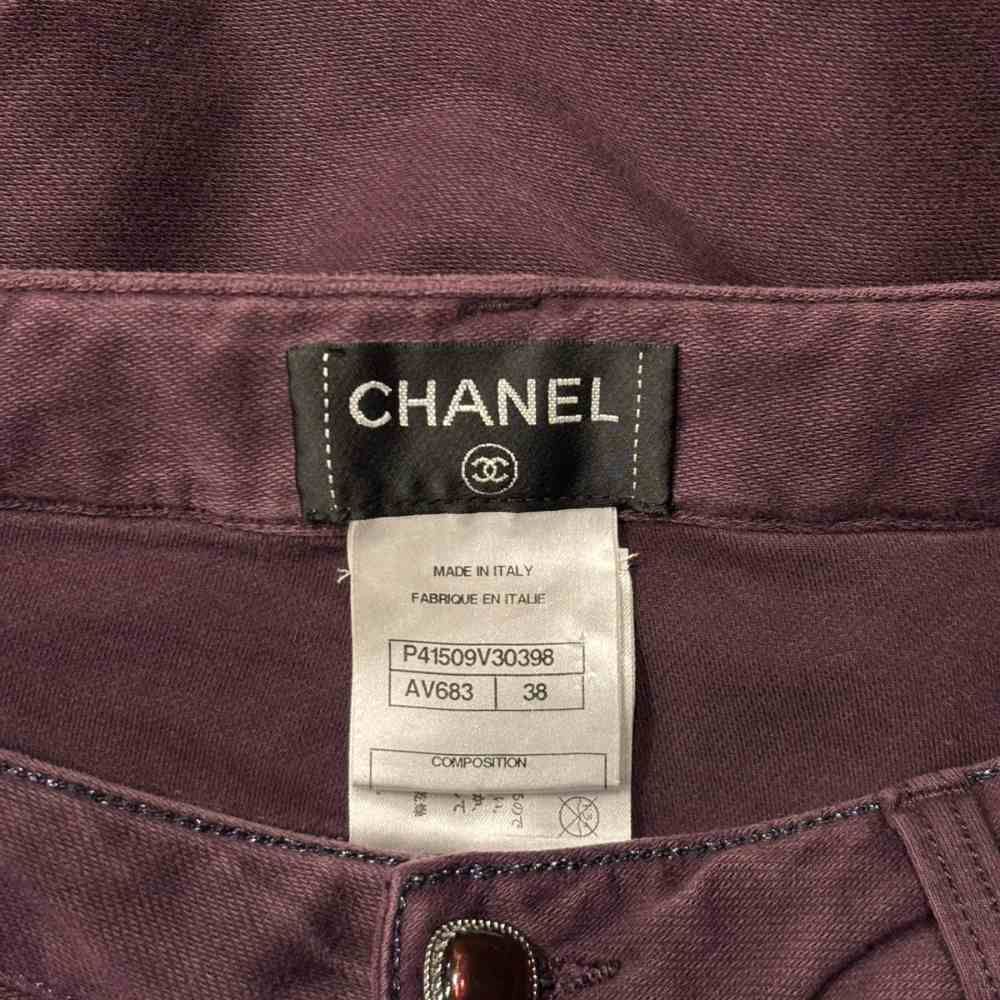 Chanel Pants Trousers CC Logo Lame Thread Purple 38 — view 6