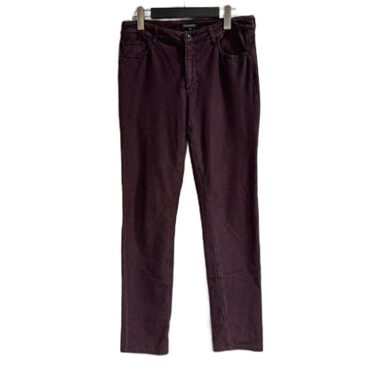 Chanel Pants Trousers CC Logo Lame Thread Purple 38