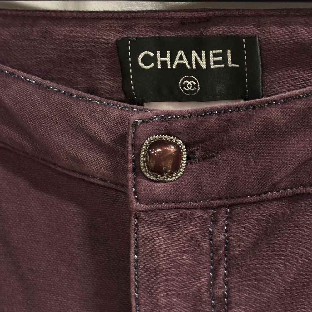 Chanel Pants Trousers CC Logo Lame Thread Purple 38 — view 4