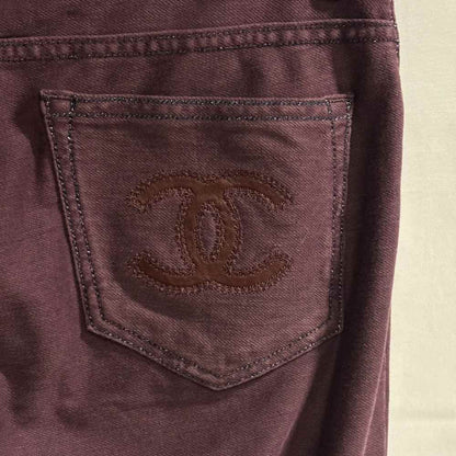 Chanel Pants Trousers CC Logo Lame Thread Purple 38 — view 5