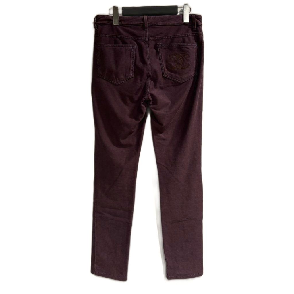 Chanel Pants Trousers CC Logo Lame Thread Purple 38 — view 2