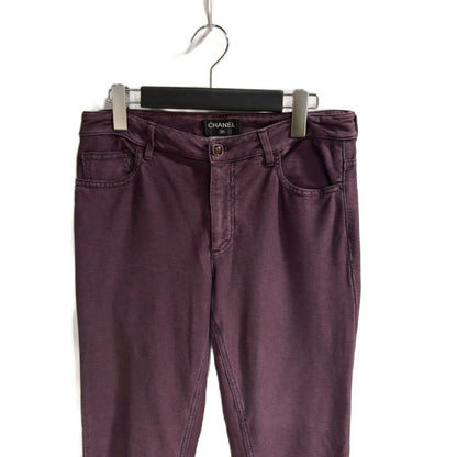 Chanel Pants Trousers CC Logo Lame Thread Purple 38 — view 3