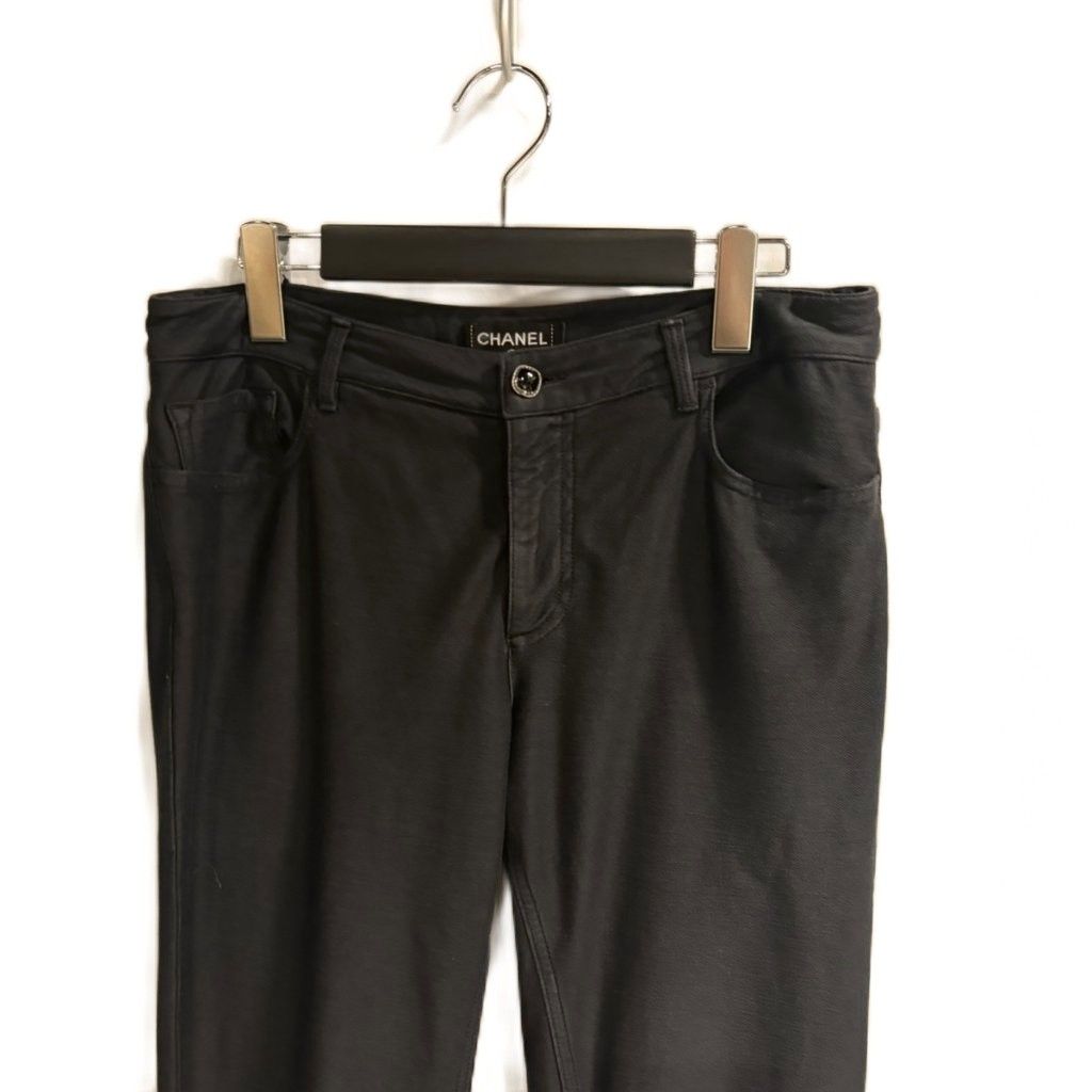 Chanel Tapered Pants Trousers CC Logo Black 38 — view 3