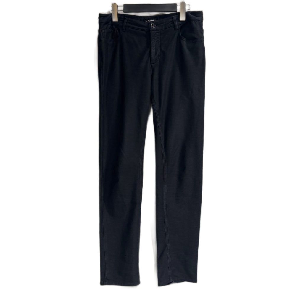 Chanel Tapered Pants Trousers CC Logo Black 38