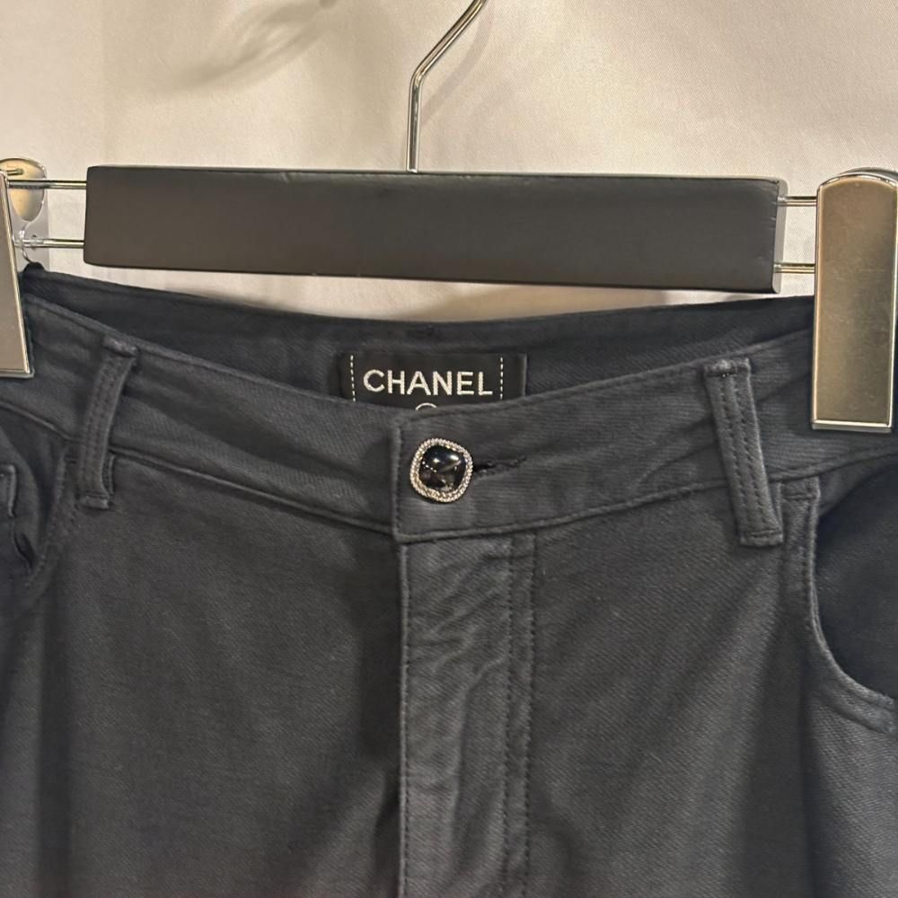 Chanel Tapered Pants Trousers CC Logo Black 38 — view 4