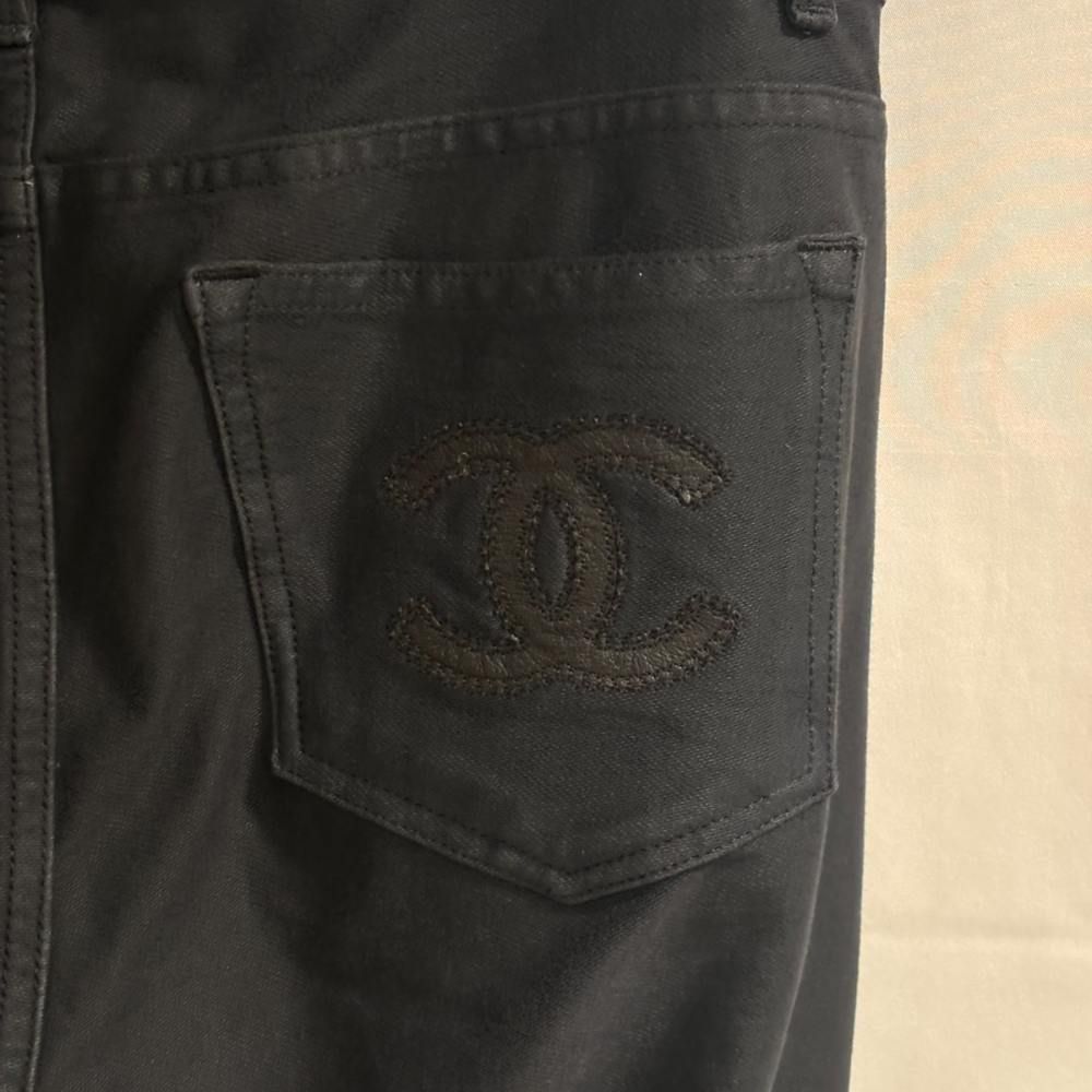 Chanel Tapered Pants Trousers CC Logo Black 38 — view 5