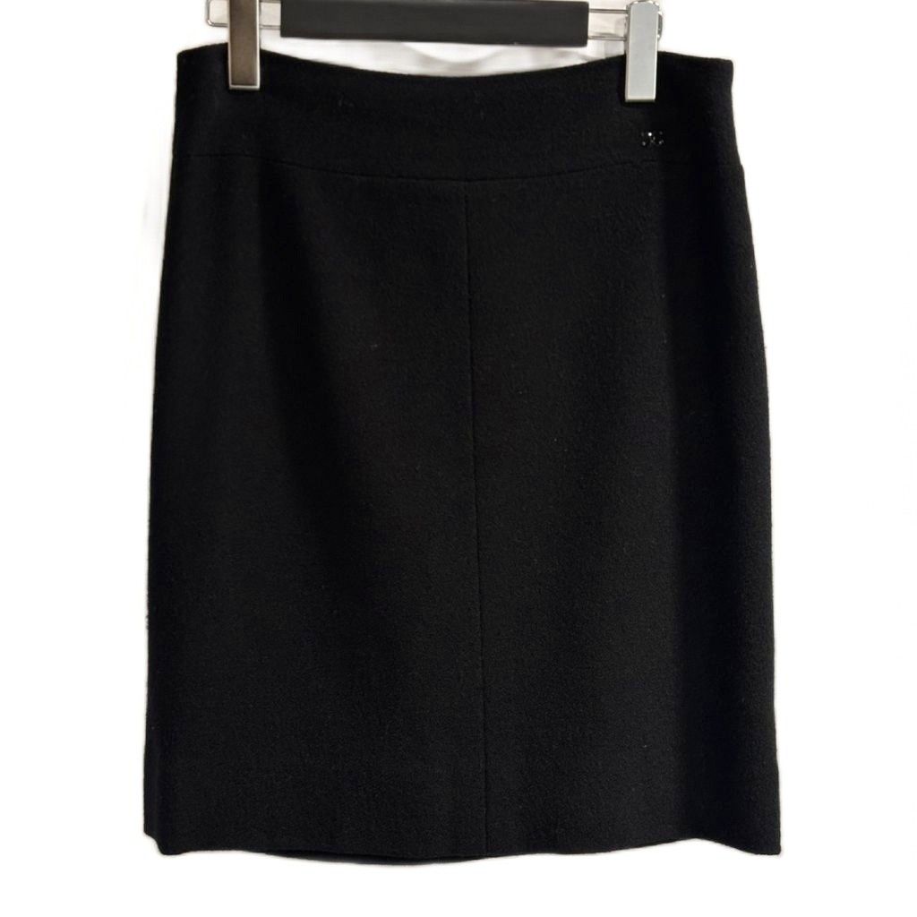 Chanel Skirt CC Logo Knee Length Black 38