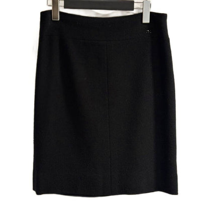 Chanel Skirt CC Logo Knee Length Black 38