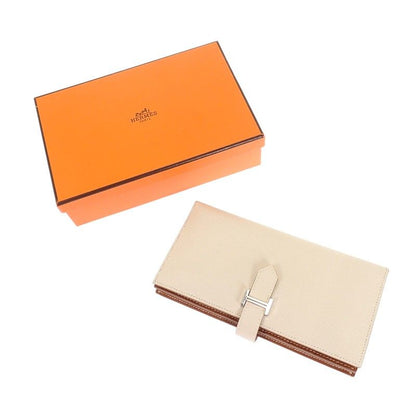 Hermes Bearn Souffle Verso Wallet Veau Epsom Nata Gold White Brown