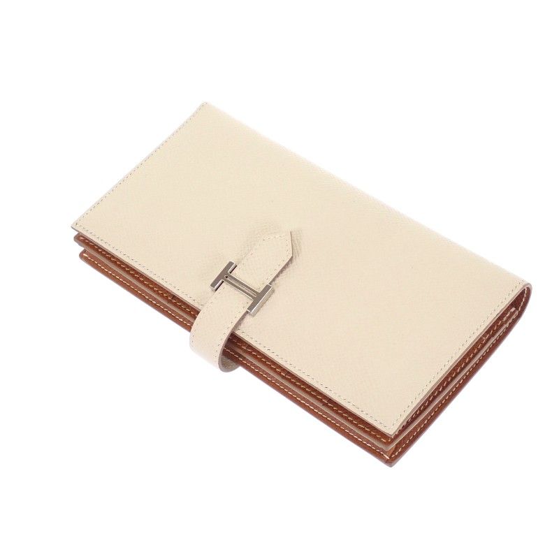 Hermes Bearn Souffle Verso Wallet Veau Epsom Nata Gold White Brown — view 3