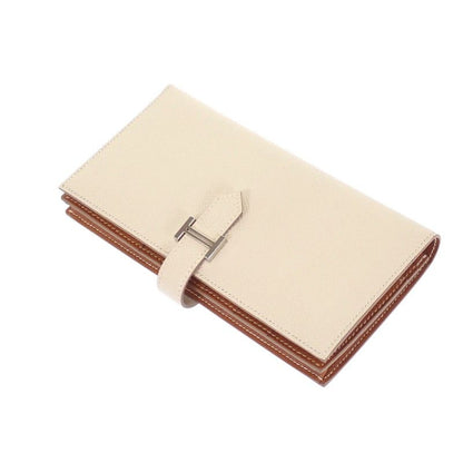 Hermes Bearn Souffle Verso Wallet Veau Epsom Nata Gold White Brown — view 3