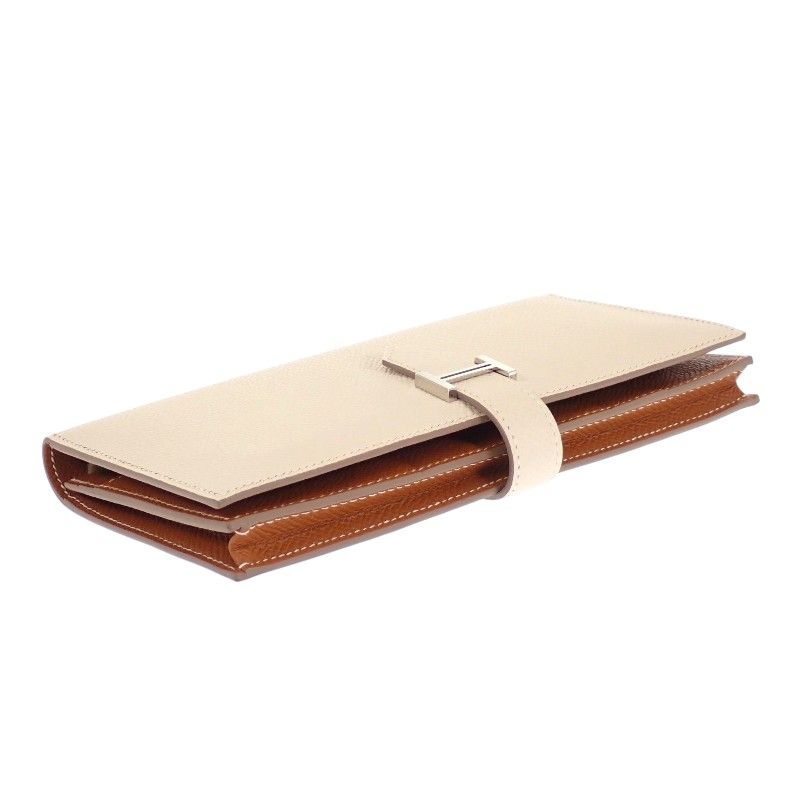 Hermes Bearn Souffle Verso Wallet Veau Epsom Nata Gold White Brown — view 8