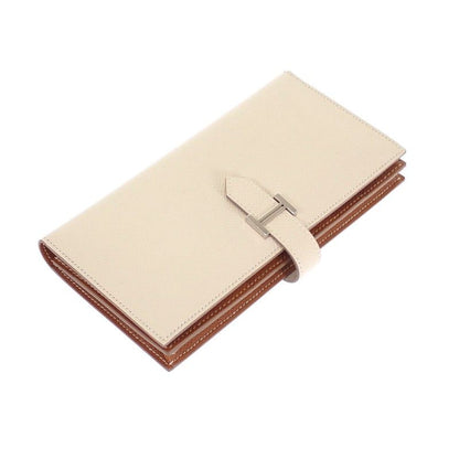 Hermes Bearn Souffle Verso Wallet Veau Epsom Nata Gold White Brown — view 4