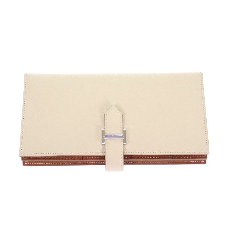 Hermes Bearn Souffle Verso Wallet Veau Epsom Nata Gold White Brown — view 2