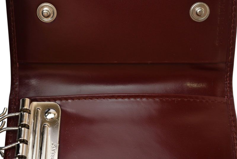 Prada Key Case Key Holder 6 Rows Leather Bordeaux Wine Red Log — view 8