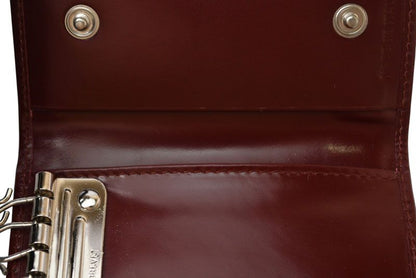 Prada Key Case Key Holder 6 Rows Leather Bordeaux Wine Red Log — view 8