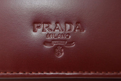 Prada Key Case Key Holder 6 Rows Leather Bordeaux Wine Red Log — view 2