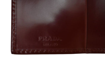 Prada Key Case Key Holder 6 Rows Leather Bordeaux Wine Red Log — view 6