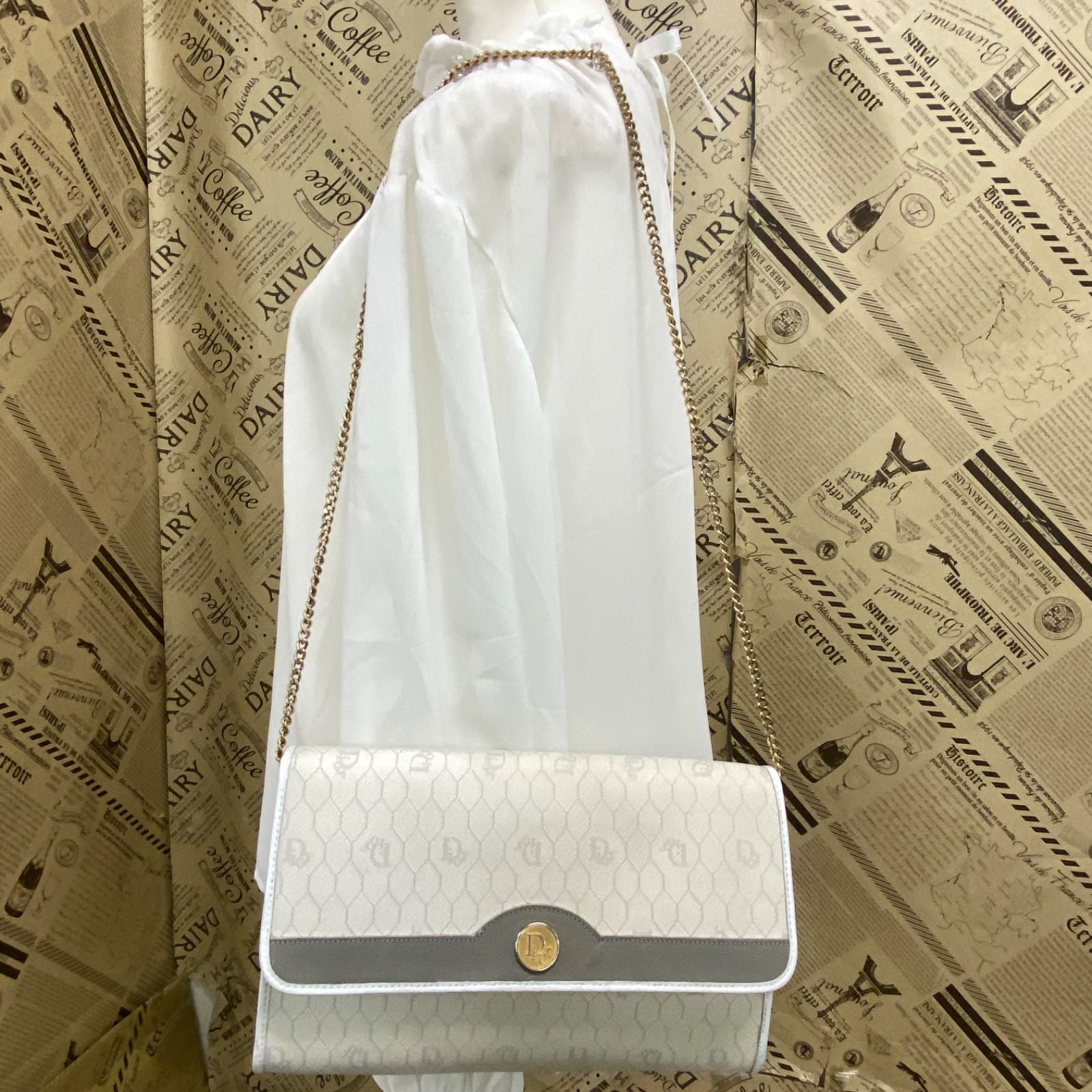 Dior Shoulder Bag Chain Trotter White Pochette — view 4