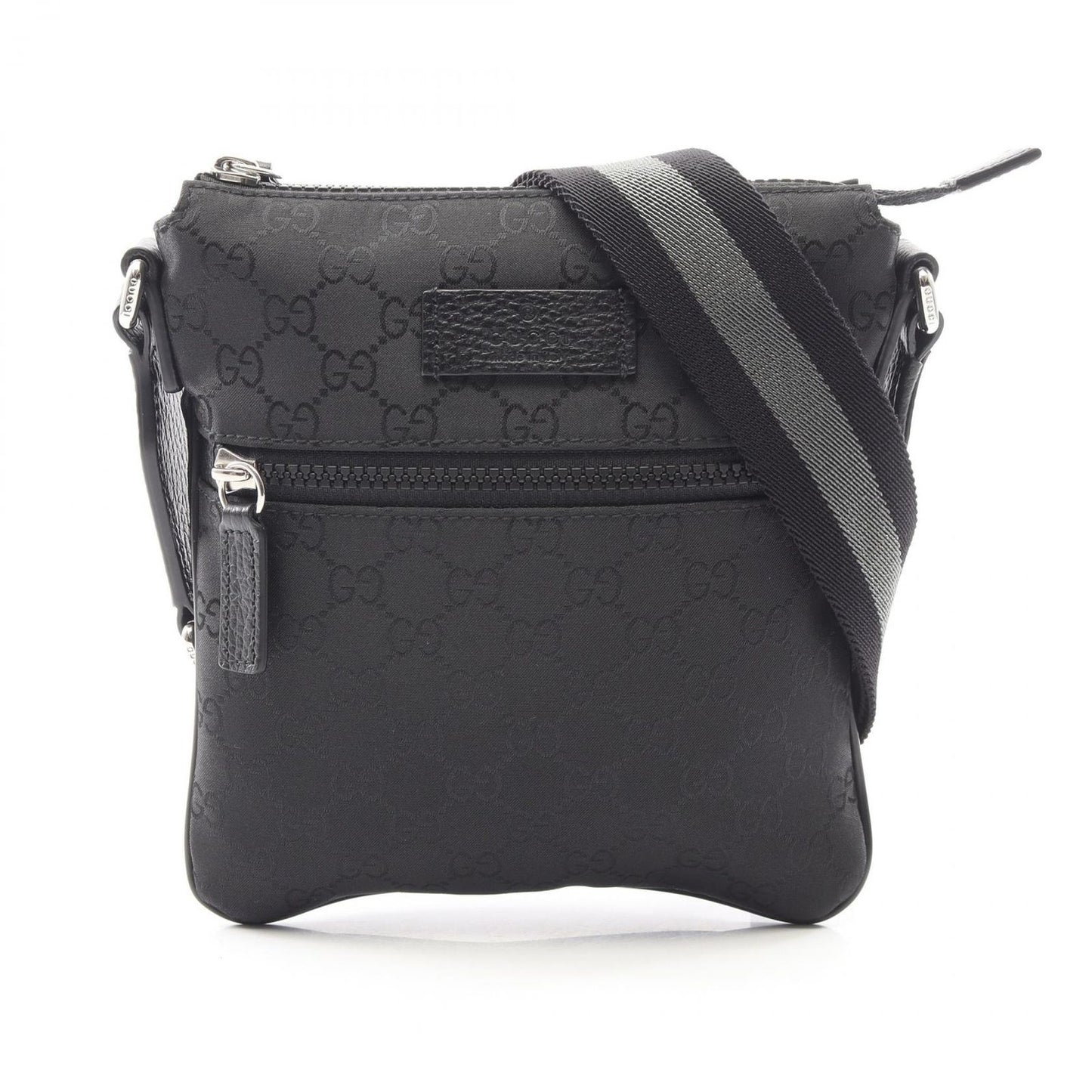 Gucci Shoulder Bag GG Pattern Black Nylon Leather