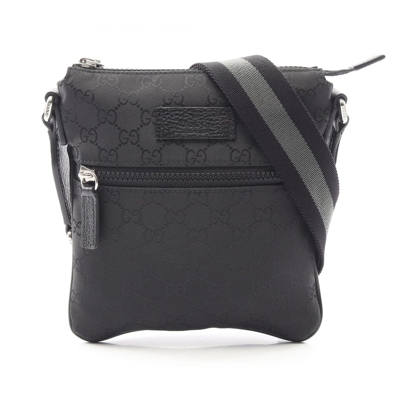 Gucci Shoulder Bag GG Pattern Black Nylon Leather