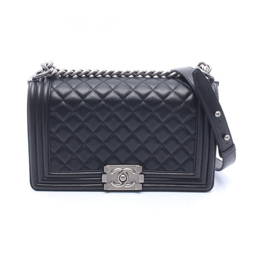 Chanel Shoulder Bag Black Leather Chain
