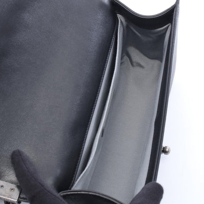 Chanel Shoulder Bag Black Leather Chain — view 3
