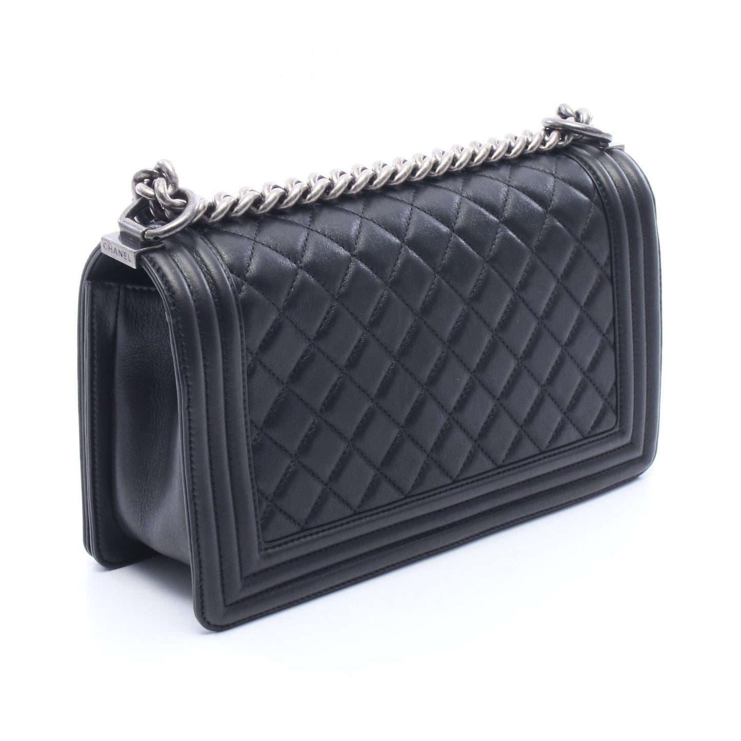 Chanel Shoulder Bag Black Leather Chain — view 2