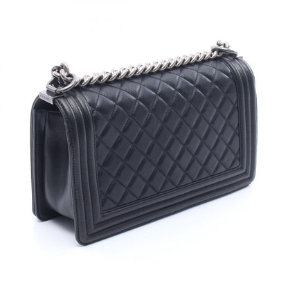 Chanel Shoulder Bag Black Leather Chain — view 2