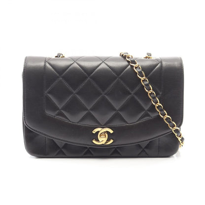 Chanel Shoulder Bag Quilted Diana Flap Black Lambskin Chain