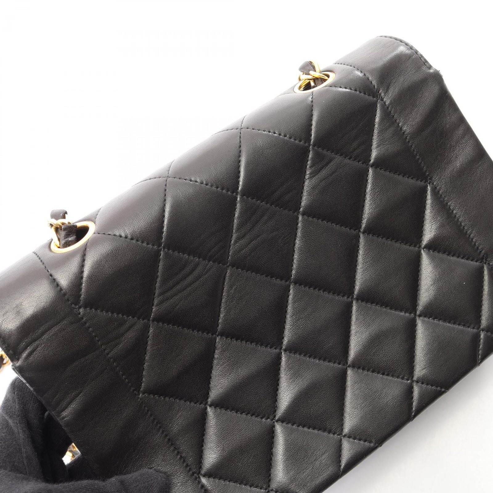 Chanel Shoulder Bag Quilted Diana Flap Black Lambskin Chain — view 9