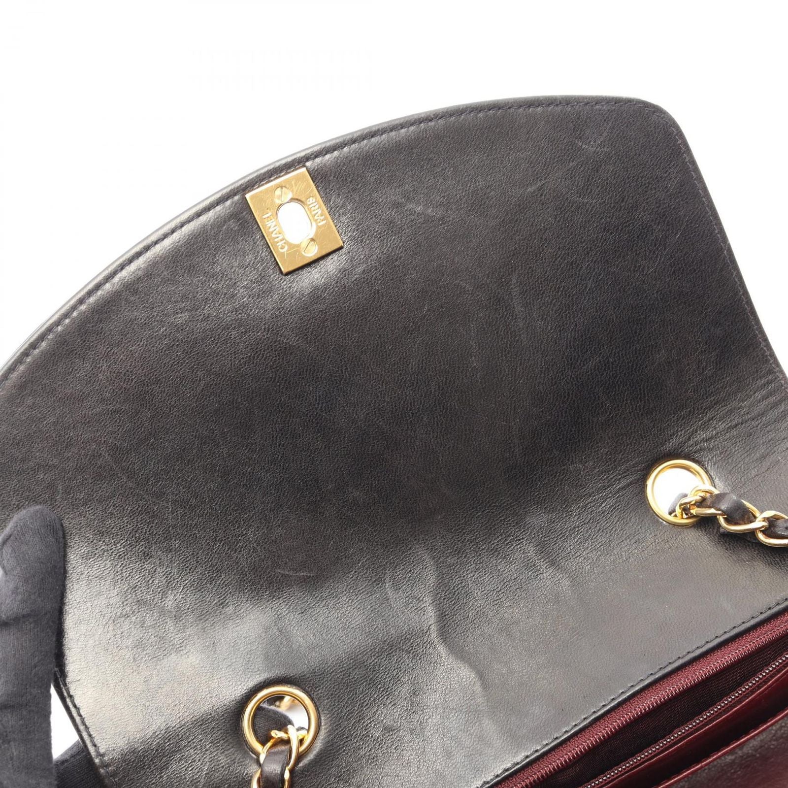 Chanel Shoulder Bag Quilted Diana Flap Black Lambskin Chain — view 7