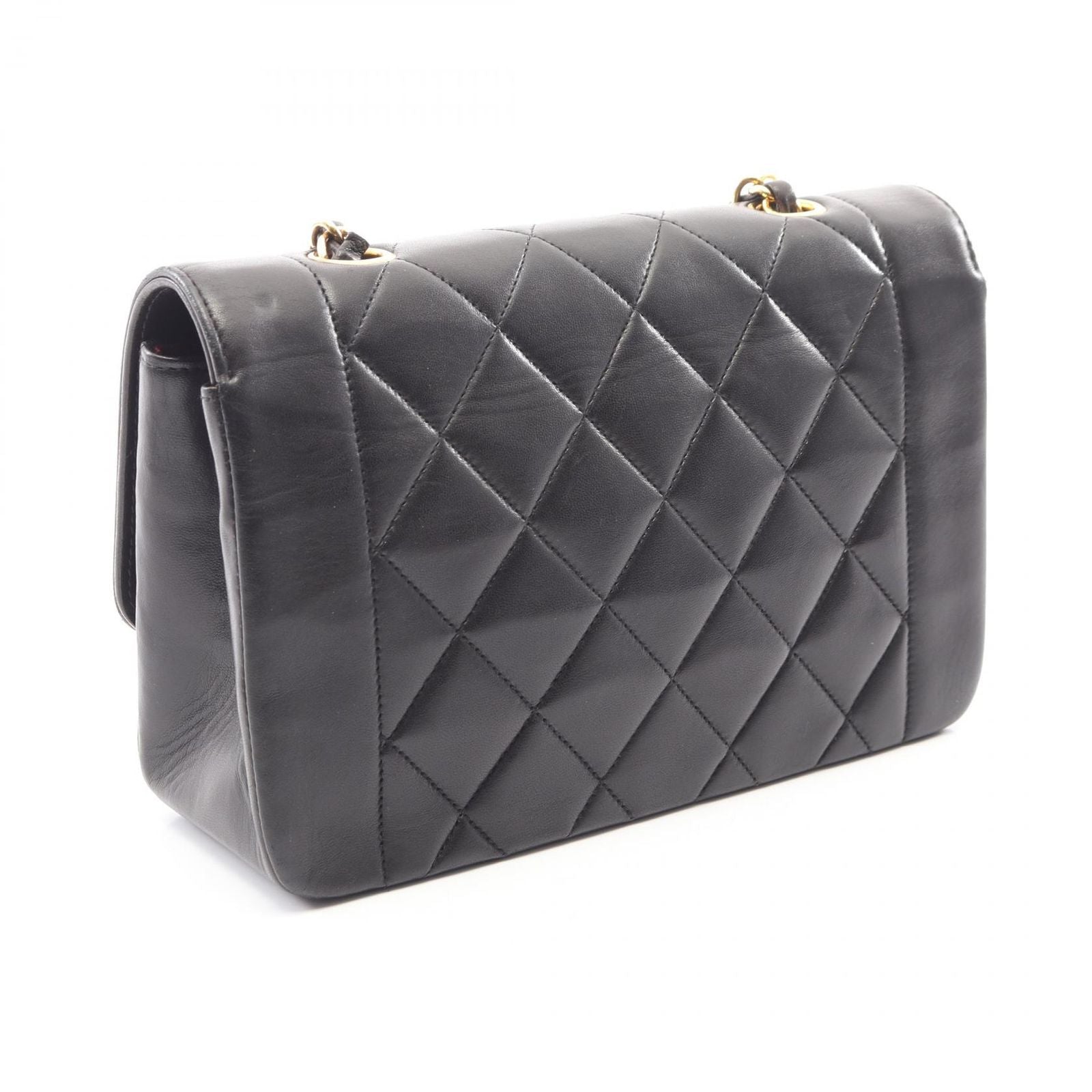 Chanel Shoulder Bag Quilted Diana Flap Black Lambskin Chain — view 2