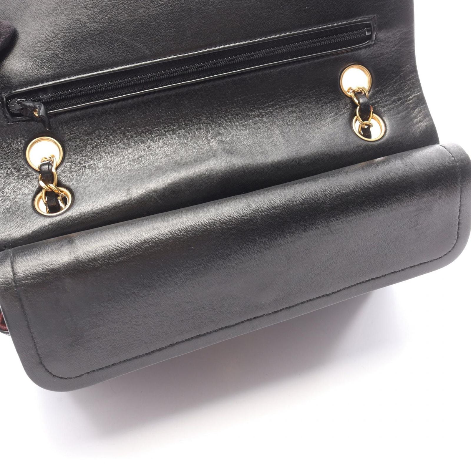 Chanel Shoulder Bag Quilted Double Flap Black Lambskin Chain — view 8