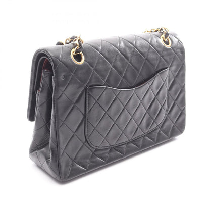 Chanel Shoulder Bag Quilted Double Flap Black Lambskin Chain — view 2