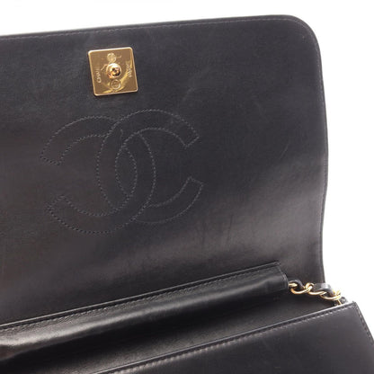 Chanel Shoulder Bag Quilted Full Flap Push Lock Black Lambskin Chain — view 7