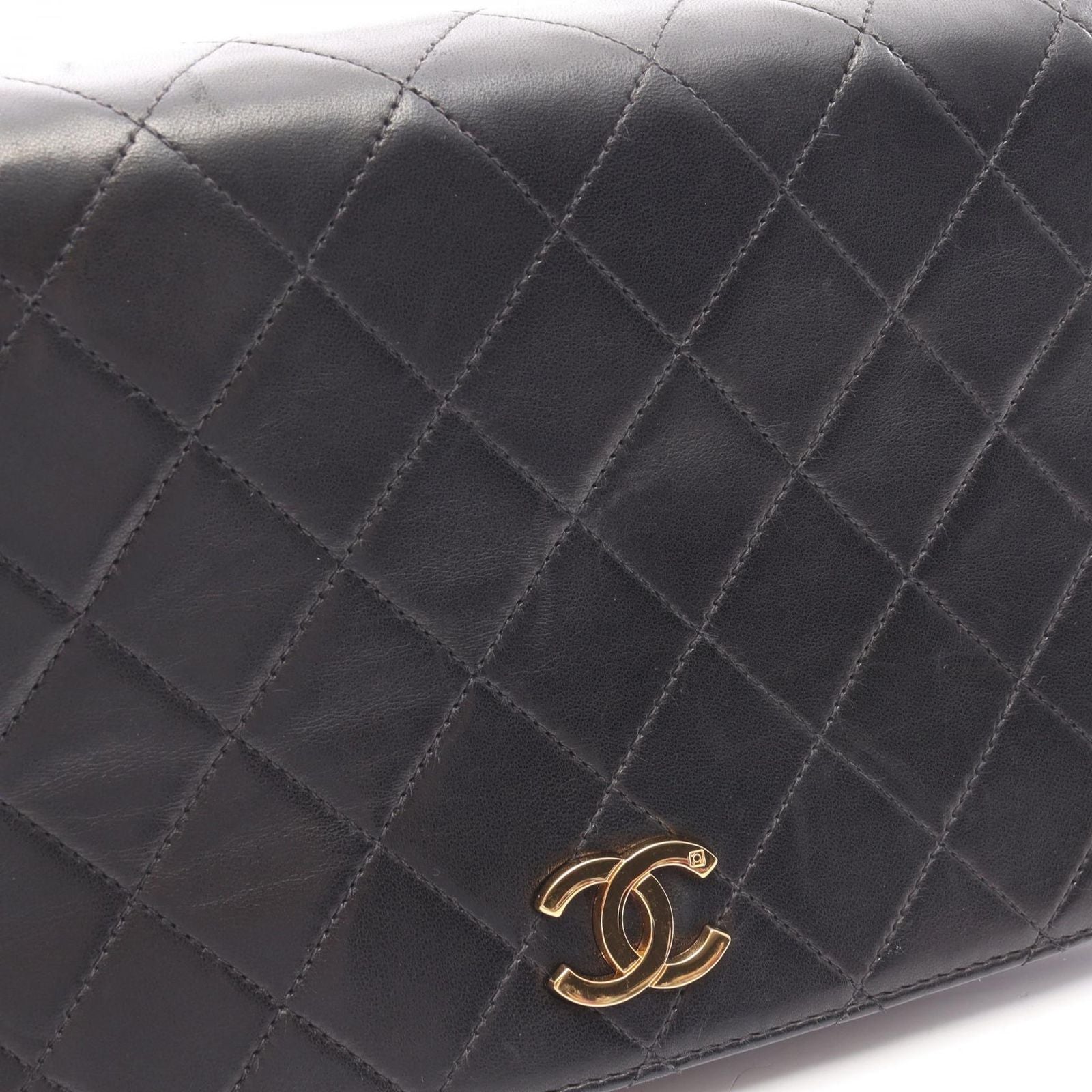 Chanel Shoulder Bag Quilted Full Flap Push Lock Black Lambskin Chain — view 9