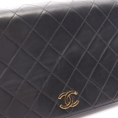 Chanel Shoulder Bag Quilted Full Flap Push Lock Black Lambskin Chain — view 9