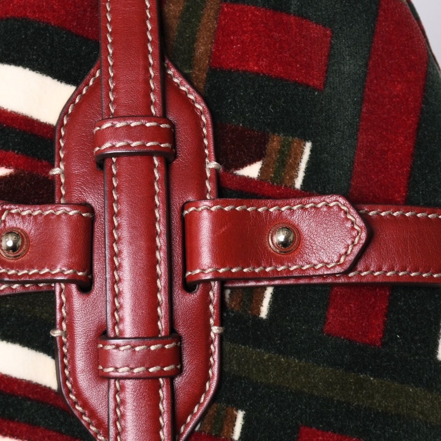 Gucci Horsebit Hobo Red Multicolor Velour Leather Silver — view 8