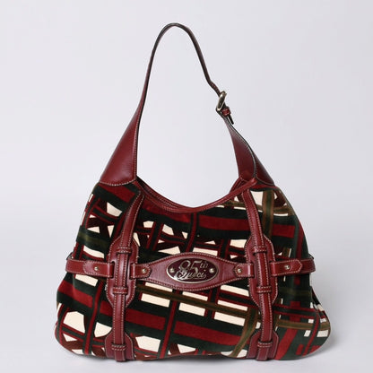 Gucci Horsebit Hobo Red Multicolor Velour Leather Silver — view 2