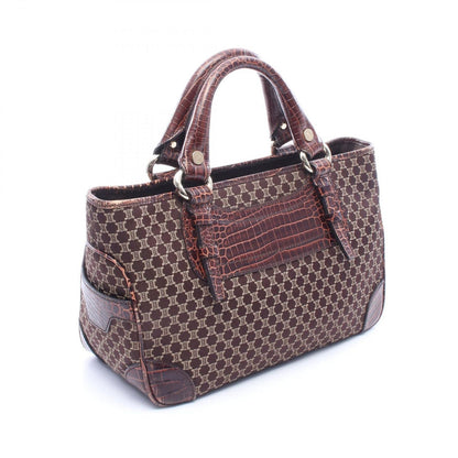 Celine Handbag Boogie Bag Macadam Croco Embossed Dark Brown Canvas Leather — view 2