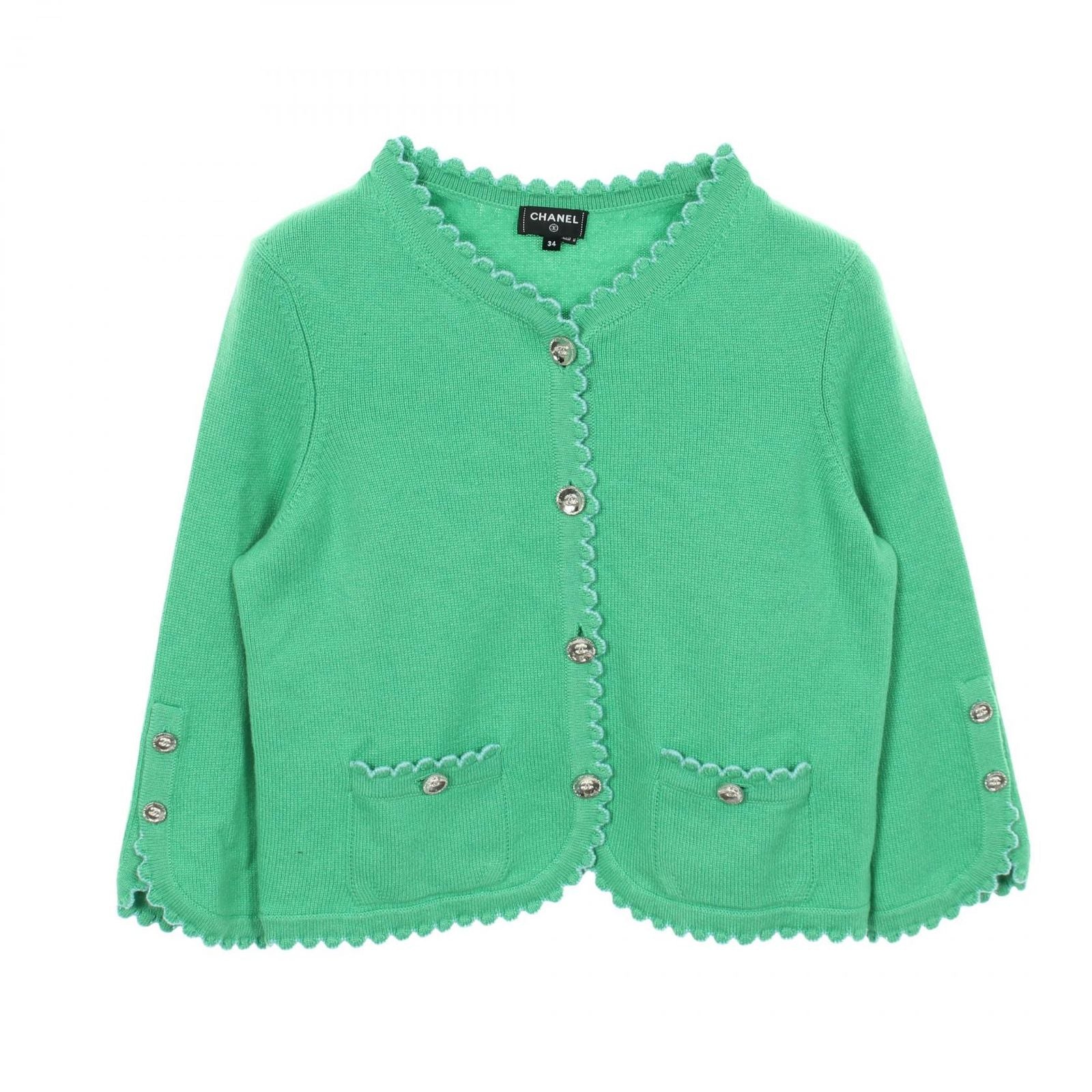 Chanel Cardigan CC Logo Button Cashmere